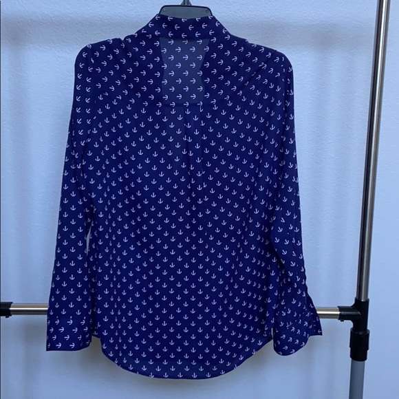 Express anchor printed button down blouse - Picture 2 of 3